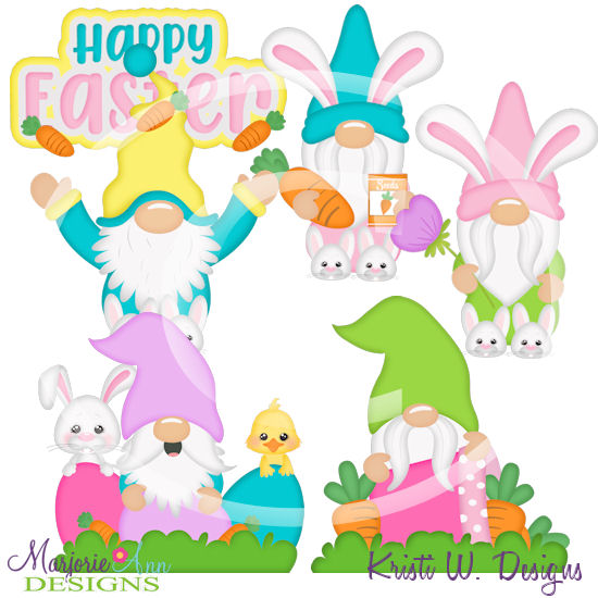 Happy Easter Gnomie SVG Cutting Files/Paper Piecing + Clipart - Click Image to Close